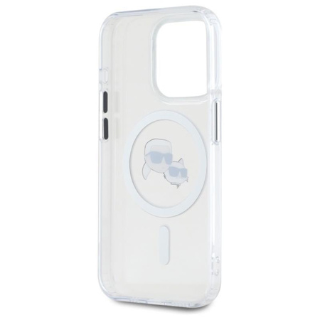 Karl Lagerfeld IML Metal Karl & Choupette Head MagSafe - Hülle für iPhone 15 Pro Max (weiß)
