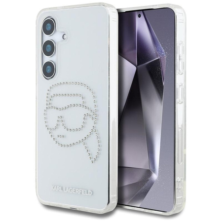 Karl Lagerfeld Rhinestones Karl Head Logo - Étui Samsung Galaxy S25 (transparent)