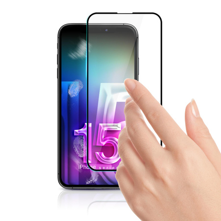 3mk HardGlass Max Lite - Gehärtetes Glas für iPhone 15 Pro (Schwarz)