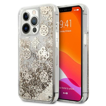 Guess Peony Liquid Glitter - pouzdro pro iPhone 13 Pro (zlaté)