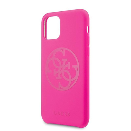 Guess Slilicon 4G Tone on Tone Logo - iPhone 11 Pro Case (Fuchsia)