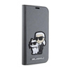 Karl Lagerfeld Booktype NFT Saffiano Karl & Choupette - Tasche für iPhone 14 (Silber)
