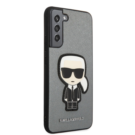 Karl Lagerfeld Saffiano Ikonik Patch - Étui Samsung Galaxy S22+ (argent)
