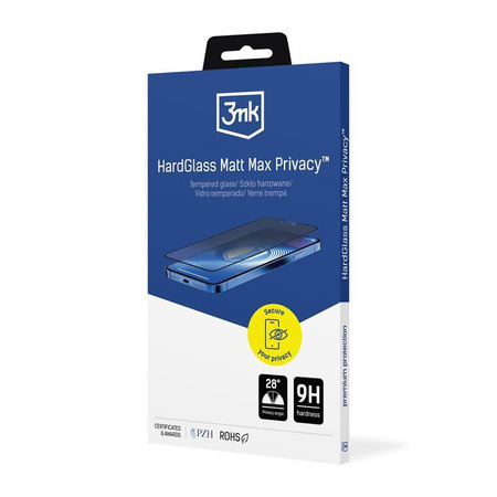 3mk HardGlass Matt Max Privacy - Matné tvrzené sklo s filtrem na ochranu soukromí pro iPhone 16 / iPhone 15