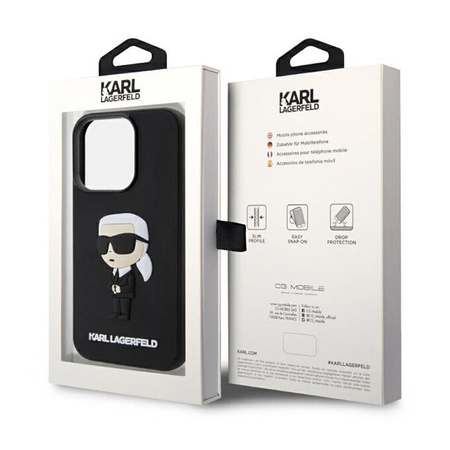 Karl Lagerfeld 3D Rubber NFT Ikonik - Tasche für iPhone 14 Pro (Schwarz)
