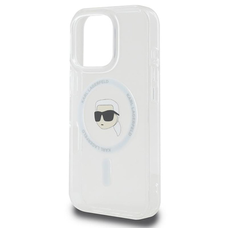 Karl Lagerfeld IML Metal Karl Head MagSafe - pouzdro pro iPhone 16 Pro (bílé)