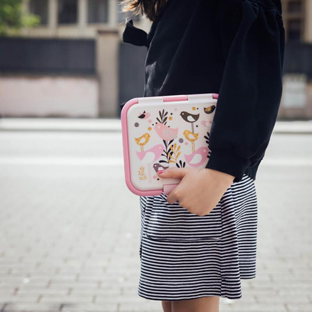 Quokka Twist Kids - Pojemnik plastikowy na żywność z podwójnymi ściankami / lunchbox (Birds)