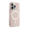 Guess Glitter Gold MagSafe - pouzdro pro iPhone 14 Pro (růžové)