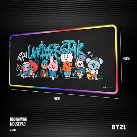 BT21 - Tapis de jeu/de bureau XXL avec éclairage LED (90 x 40 cm)