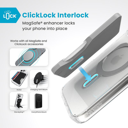 Speck Presidio Perfect-Clear ClickLock & MagSafe - tok iPhone 16 Pro Max (átlátszó / krómozott kivitelben / derűs ezüst)