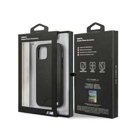 BMW Glattes PU-Leder - Tasche für iPhone 12 mini (schwarz)