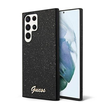 Guess Glitter Flakes fém logós tok - Samsung Galaxy S24 Ultra (fekete)