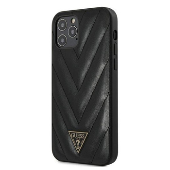 Guess V Quilted - Coque iPhone 12 Pro Max (noir)