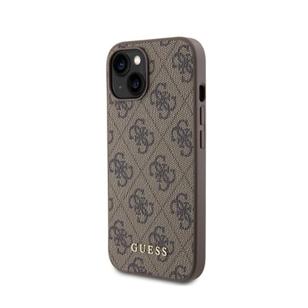 Guess 4G Metall Gold Logo - iPhone 15 Tasche (braun)