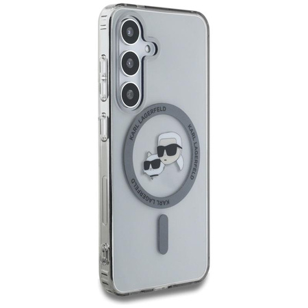 Karl Lagerfeld Button Karl & Choupette Heads Printed Logo MagSafe - Case for Samsung Galaxy S25+ (Black)