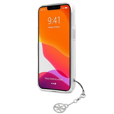 Guess 4G Stripe Grey Charm - pouzdro pro iPhone 13 mini (čiré)