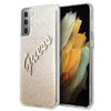 Guess Glitter Gradient Script - pouzdro pro Samsung Galaxy S21 (zlaté)