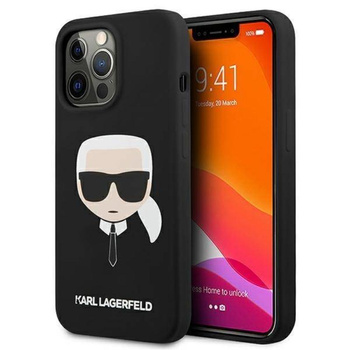 Karl Lagerfeld szilikon ikonikus Karl`s Head - iPhone 13 Pro tok (fekete)