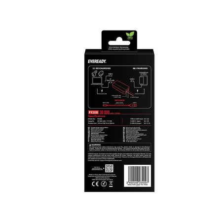 Eveready PX30B - Powerbanka 30000 mAh 2x USB-A (černá)
