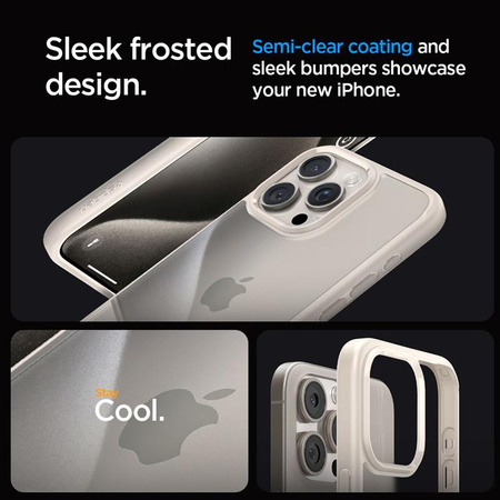 Spigen Ultra Hybrid - Coque pour iPhone 15 Pro (Titane naturel)