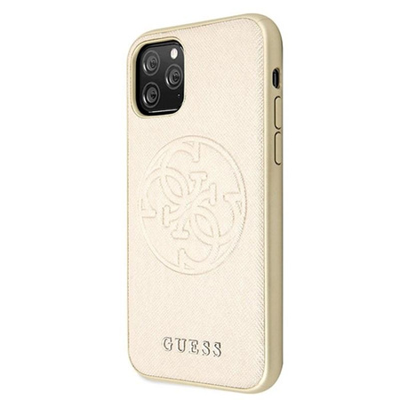 Guess Saffiano 4G Circle Logo - iPhone 11 Pro Max Tasche (Gold)