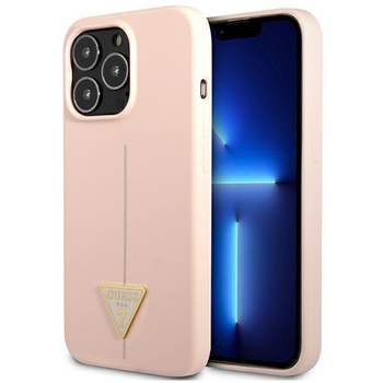 Silikonové pouzdro Guess s trojúhelníkovým logem - iPhone 13 Pro Max (růžové)