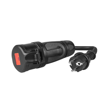 Zöld Cella - Schuko 230V és piros CEE 16A 400V 5P hálózati adapter között