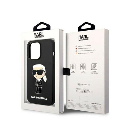Karl Lagerfeld Silicone NFT Ikonik - Hülle für iPhone 14 Pro (Schwarz)