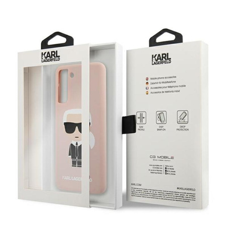 Pouzdro Karl Lagerfeld Fullbody Silicone Iconic - Samsung Galaxy S21 + (růžové)