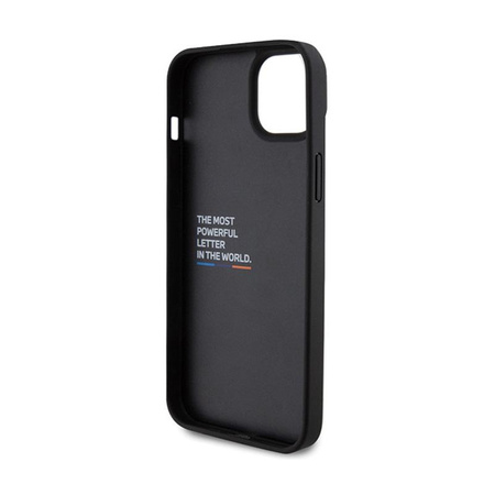 BMW Leather Carbon Blue Line - Case for iPhone 15 Plus (black)
