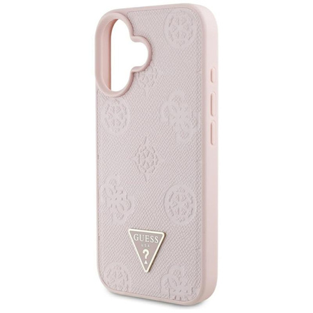Guess Gekörnte Hot Stamp Pfingstrose Dreieck Logo MagSafe - iPhone 16 Fall (rosa)