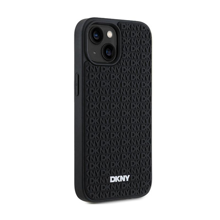 DKNY 3D Rubber Repeat Pattern - Hülle für iPhone 15 Plus (Schwarz)