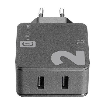 Cellularline Multipower 2 - chargeur secteur 2x USB-A 12W + 12W (noir)
