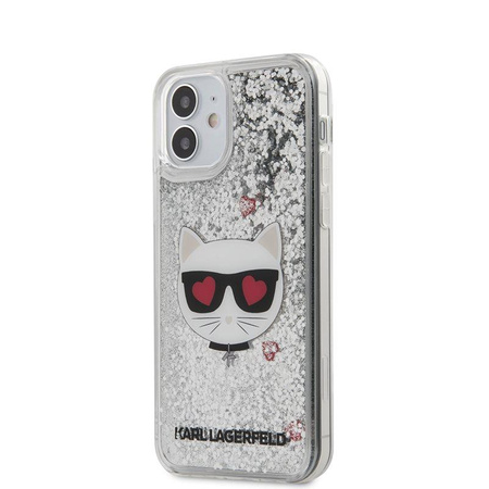 Karl Lagerfeld Liquid Glitter Choupette - Coque pour iPhone 12 Mini (argent)
