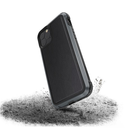 X-Doria Defense Lux - Alumínium tok iPhone 11 Pro készülékhez (Cseppteszt 3m) (Fekete bőr)