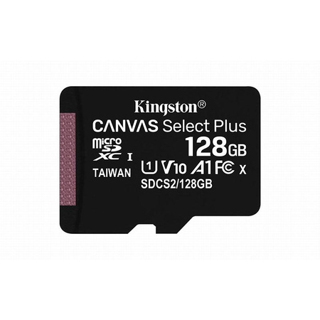 Kingston Canvas Select Plus microSDXC - 128 GB A1 Class UHS-I U1 V10 100 MB/s memóriakártya A1 Class UHS-I U1 V10 100 MB/s