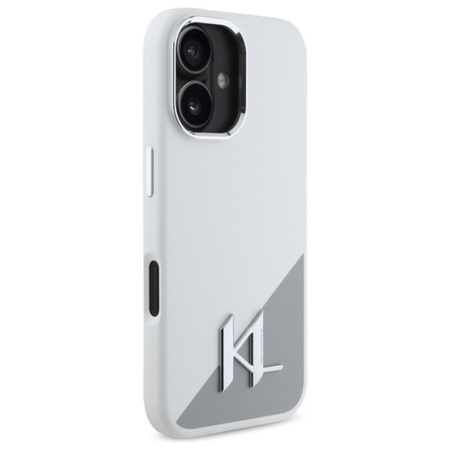 Karl Lagerfeld szilikon árnyék fém Initial MagSafe - iPhone 16 tok (fehér)