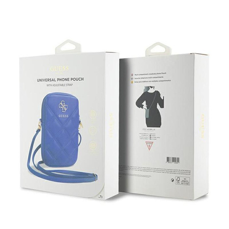 Guess Zip Quilted 4G - Taška na telefon (modrá)