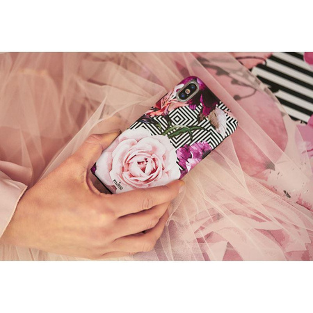 Coque PURO Glam Geo Flowers - iPhone Xs / X Case (Pivoines roses)
