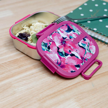 Quokka Kai - Edelstahl Lebensmittelbehälter / Lunchbox (Pink Bloom)