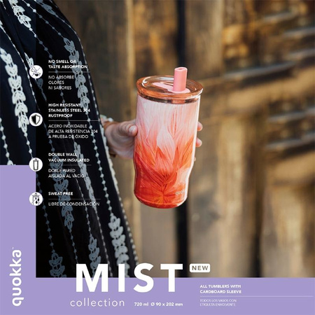 Quokka Mist - Termohrnek z nerezové oceli 720 ml se slámkou (Peach Petals)