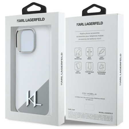 Karl Lagerfeld Silicone Shadow Metal Initial MagSafe - Hülle für iPhone 16 Pro Max (weiß)