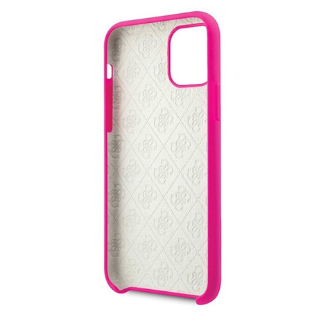 Guess Slilicon 4G Logo ton sur ton - Coque iPhone 11 Pro Max (Fuchsia)