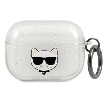 Karl Lagerfeld Choupette Head Glitter - Etui Airpods Pro (srebrny)