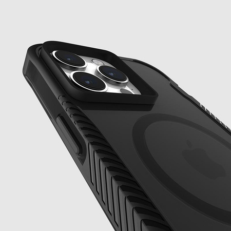 Case-Mate Tough Grip Plus D3O MagSafe - Étui pour iPhone 15 Pro Max (Fumé/Noir)