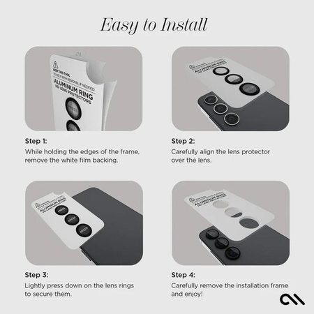 Case-Mate Aluminum Ring Lens Protector - Protective Glass for the camera lens of the Samsung Galaxy S24 (Black)