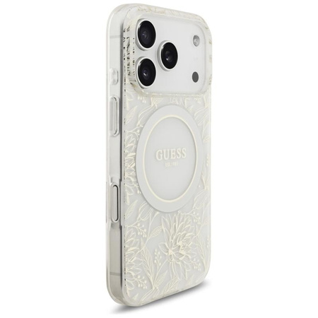 Guess IML Flowers Electro Pearl Strap MagSafe - Case iPhone 17 Pro (white)