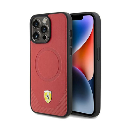 Ferrari Carbon Metal Logo MagSafe - iPhone 15 Pro Max Case (red)