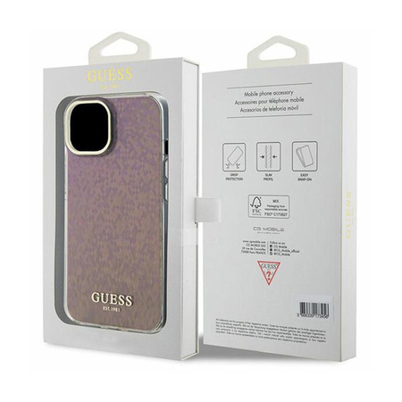 Guess IML Faceted Mirror Disco Iridescent - Coque iPhone 15 (rose)
