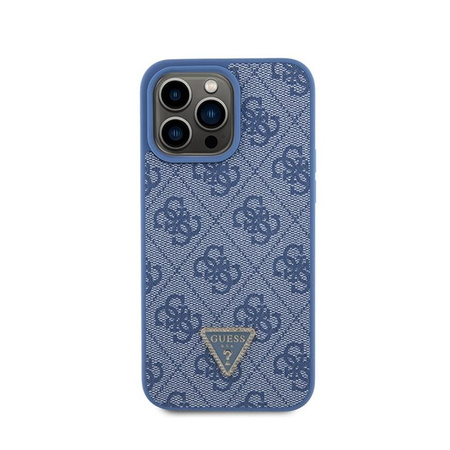 Étui Guess en cuir 4G Triangle Strass - iPhone 15 Pro Max (bleu)